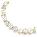Matrix Tennis braceletCrystal pearl, Round cut, White, Gold-tone plated